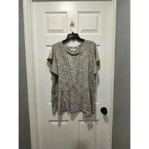 Gibson & Latimer Womens Top 2X Gray Short Butterfly Sleeve Blouse Layered‎